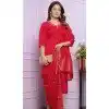 Red Muslin Hand Work Party Wear Readymade Salwar Suit - 9836189870