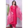 Rani Pink Viscose Denting Hand Work Party Wear Readymade Salwar Suit - 9836189873