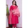Viscose Denting Hand Work Party Wear Readymade Salwar Suit In Rani Pink - 9836189874