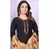 Black Roman Silk Hand Work Party Wear Readymade Salwar Suit - 9836189875
