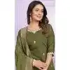 Mehendi Green Viscose Silk Embroidery Work Party Wear Readymade Salwar Suit - 9836189876