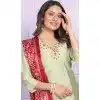 Pista Green Soft Morni Silk Hand Work Party Wear Readymade Salwar Suit - 9836189878