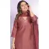 Rust Russian Silk Hand Work Party Wear Readymade Salwar Suit - 9836189880