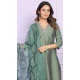Green Russian Silk Hand Work Party Wear Readymade Salwar Suit - 9836189881