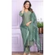 Green Russian Silk Hand Work Party Wear Readymade Salwar Suit - 9836189881