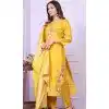 Yellow Russian Silk Hand Work Party Wear Readymade Salwar Suit - 9836189887