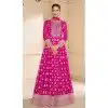 Rani Pink Georgette Embroidered Party Wear Plus Size Gown - 9840189908