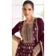 Maroon Georgette Embroidered Party Wear Gown - 9840189909