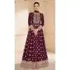 Maroon Georgette Embroidered Party Wear Plus Size Gown - 9840189909