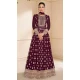 Maroon Georgette Embroidered Party Wear Gown - 9840189909
