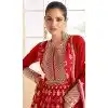 Red Georgette Embroidered Party Wear Plus Size Gown - 9840189910