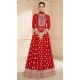 Red Georgette Embroidered Party Wear Gown - 9840189910