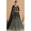 Georgette Embroidered Function Wear Designer Plus Size Gown In Black - 9841189912