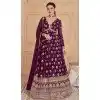 Georgette Embroidered Function Wear Designer Plus Size Gown In Wine - 9841189913