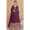 Georgette Embroidered Function Wear Designer Gown In Wine - 9841189913