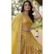 Yellow Viscose Jacquard Embroidered Party Wear Lehenga Choli - 9899191134
