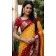 Mustard Dola Silk Bandhej Printed Party Wear Saree - 147161384