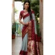 Grey Dola Silk Bandhej Printed Party Wear Saree - 147161387