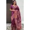 Plus Size Pashmina Silk Meenakari Work Party Wear Saree In Purple - 147371526