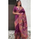 Pashmina Silk Meenakari Work Party Wear Saree In Purple - 147371526