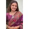 Plus Size Pashmina Silk Meenakari Work Party Wear Saree In Purple - 147371526