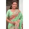 Plus Size Pashmina Silk Meenakari Work Party Wear Saree In Sea Green - 147371528