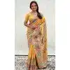 Plus Size Pashmina Silk Meenakari Work Party Wear Saree In Yellow - 147371529