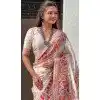 Plus Size Pashmina Silk Meenakari Work Party Wear Saree In White - 147371530