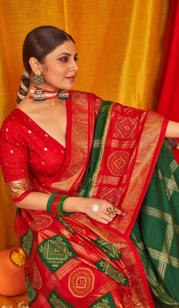 Lunar Green Tussar Silk Swarovski Work Party Wear Designer Saree - 147441594