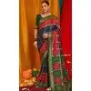 Navy Blue Tussar Silk Swarovski Work Party Wear Designer Plus Size Saree - 147441595