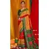 Mustard Tussar Silk Swarovski Work Party Wear Designer Plus Size Saree - 147441596