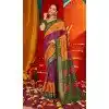 Mustard Purple Tussar Silk Swarovski Work Party Wear Designer Plus Size Saree - 147441597