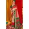Beige Red Tussar Silk Swarovski Work Party Wear Designer Saree - 147441599