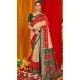 Beige Red Tussar Silk Swarovski Work Party Wear Designer Saree - 147441599