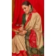 Beige Red Tussar Silk Swarovski Work Party Wear Designer Saree - 147441599