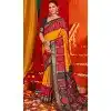 Gold Red Tussar Silk Swarovski Work Party Wear Designer Plus Size Saree - 147441601