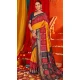 Gold Red Tussar Silk Swarovski Work Party Wear Designer Saree - 147441601