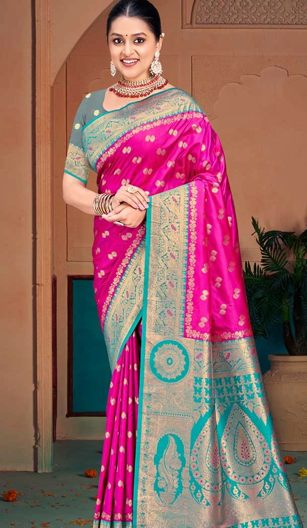 Silk Woven Jacquard Party Wear Saree In Pink - 147471613