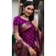 Paithani Silk Bandhej Work Traditional Wear Saree In Purple - 147531645