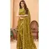 Green Faux Georgette Sequence Embroidered Party Wear Plus Size Saree - 147641702