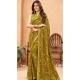 Green Faux Georgette Sequence Embroidered Party Wear Saree - 147641702