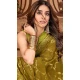 Green Faux Georgette Sequence Embroidered Party Wear Saree - 147641702
