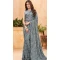 Grey Faux Georgette Sequence Embroidered Party Wear Saree - 147641703