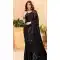 Black Faux Georgette Sequence Embroidered Party Wear Saree - 147641704