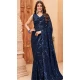 Blue Faux Georgette Sequence Embroidered Party Wear Saree - 147641705