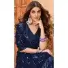 Blue Faux Georgette Sequence Embroidered Party Wear Plus Size Saree - 147641705