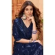 Blue Faux Georgette Sequence Embroidered Party Wear Saree - 147641705
