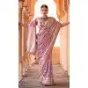 Plus Size Viscose Silk Printed Foil Wedding Wear Designer Saree In Purple - 147681725