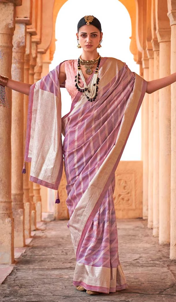 Viscose Silk Printed Foil Wedding Wear Designer Saree In Purple - 147681725