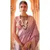Plus Size Viscose Silk Printed Foil Wedding Wear Designer Saree In Purple - 147681725